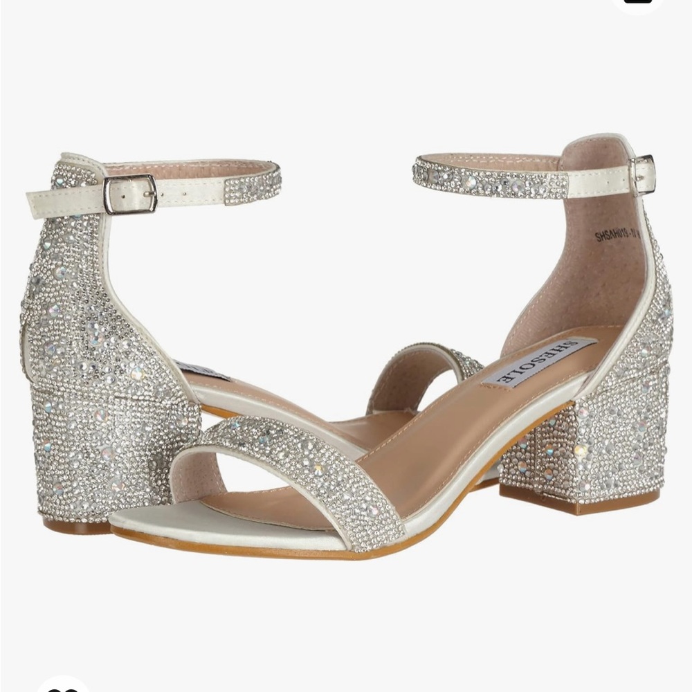 Sparkle strappy low block heel